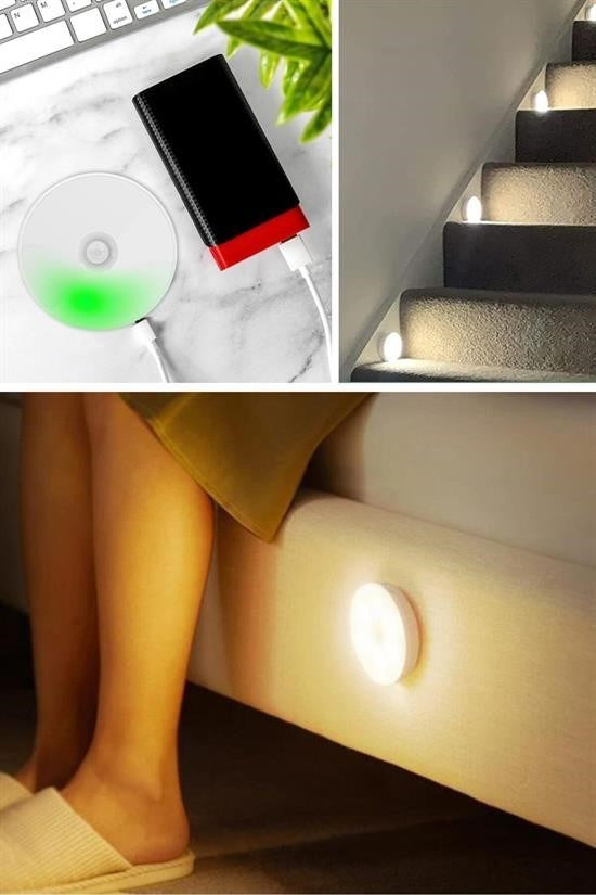 Hareket Sensörlü USB Şarjlı Spot Lamba – Mıknatıslı & Yapışkanlı, Gün Işığı Led Işık