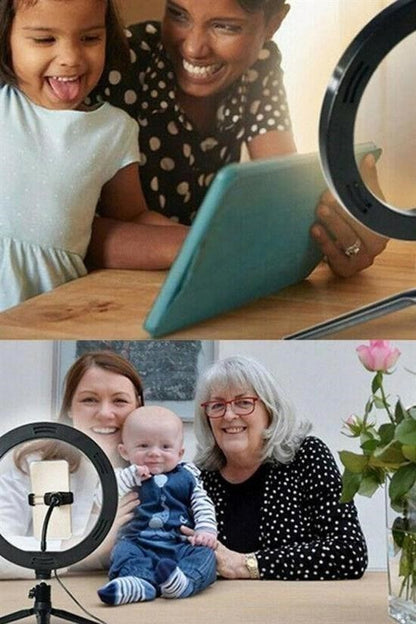 8 İnç 20 cm Selfie Halka Işık Tripodlu Telefon ve Video Çekim Lambası