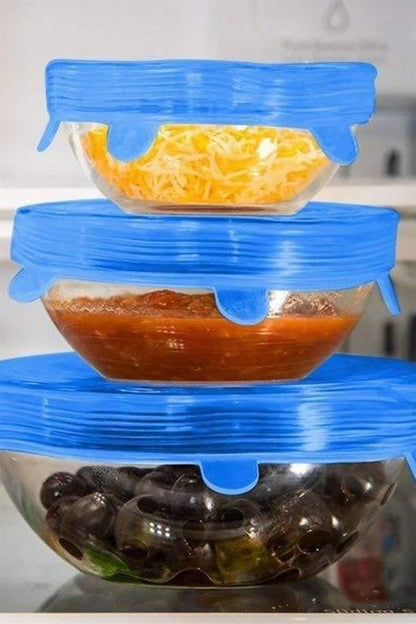 6’lı Silikon Streç Kapak – Hava Geçirmez Gıda Saklama Kapakları