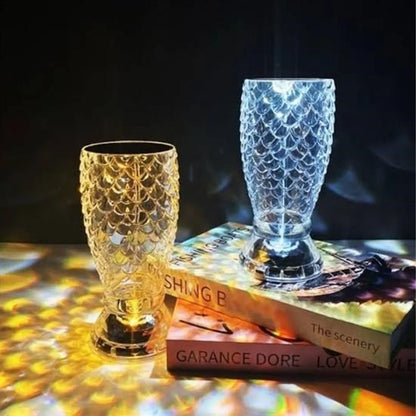 Balık Süzgeç Model USB Şarjlı 16 Modlu Kristal Masa Lambası (Dokunmatik + Kumandalı)